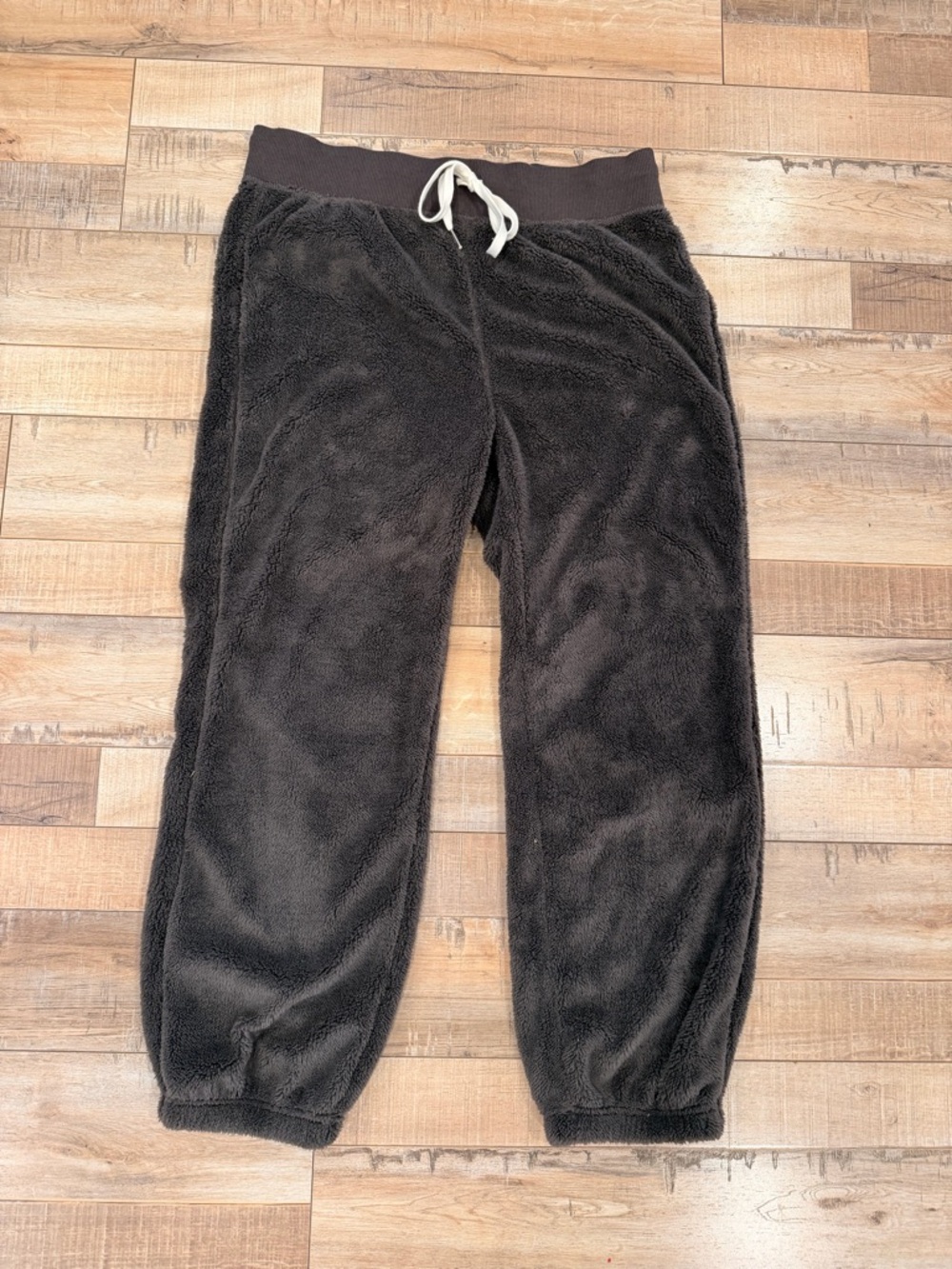 dylan Plush Joggers in Charcoal with White Drawstring